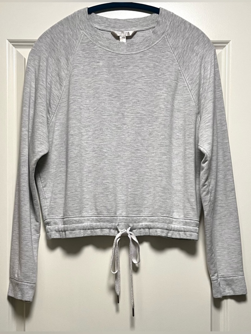 Banana Republic Baby Terry Lightweight Cropped Sweatshirt Light Gray Heather L